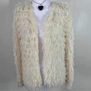 Vintage Sideffects Elegant Cream Textured Teddy Jacket for Women